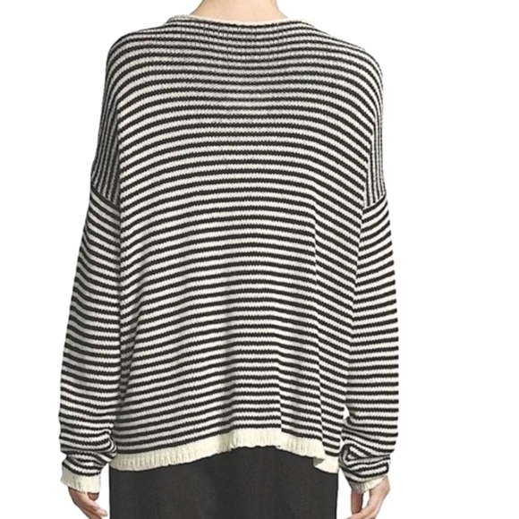ππ» Eileen Fisher Knit Sweater Oversized Black & White Sz L - Picture 2 of 10